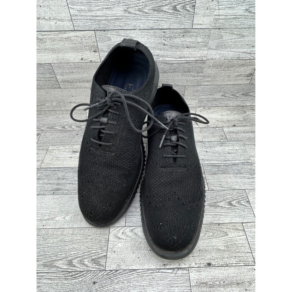 Cole Haan Zerogrand Stitchlite Wingtip Oxford Black Knit C28527 Men Sz 9M